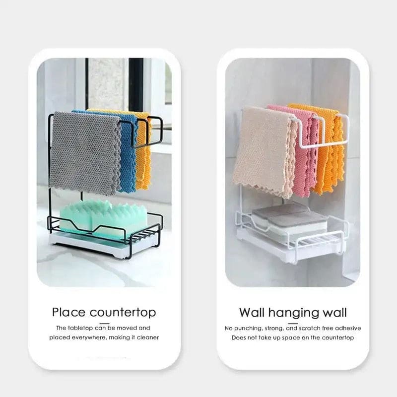 Iron Dishcloth Storage Rack, Creative Fabric Kitchen Rack, Wall Mounted Iron Shelf, Countertop Multifunctional Towel Rack, Wrought Iron Rag Basket, Sink Sponge Drain Rack Iron Dishcloth Storage Rack, Creative Fabric Kitchen Rack, Wall Mounted Iron Shelf, Countertop Multifunctional Towel Rack, Wrought Iron Rag Basket, Sink Sponge Drain Rack